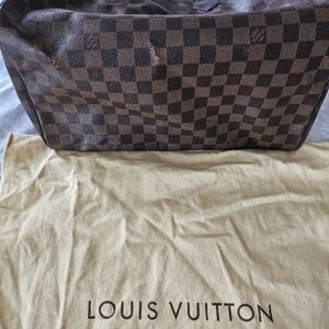 Louis Vuitton Damier Ebene Checkerboard Tote in Brown